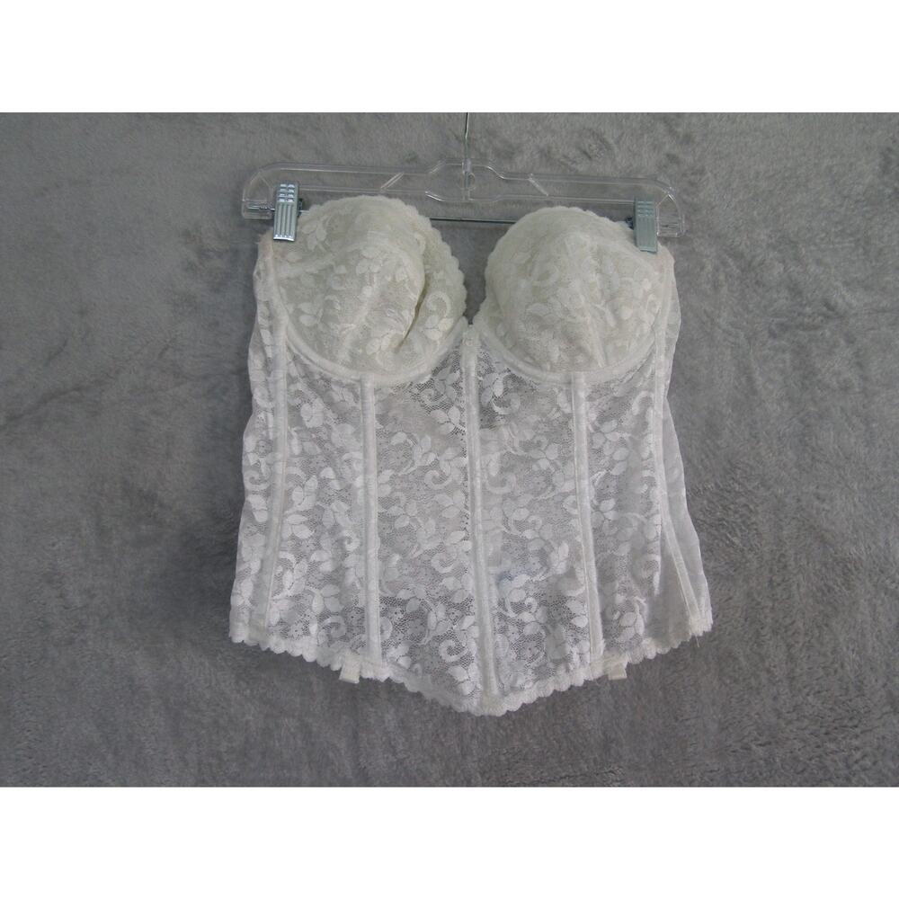 Vintage JCPenney Women's 38C White Lace Bustier Corset Longline Bra Bridal Linge